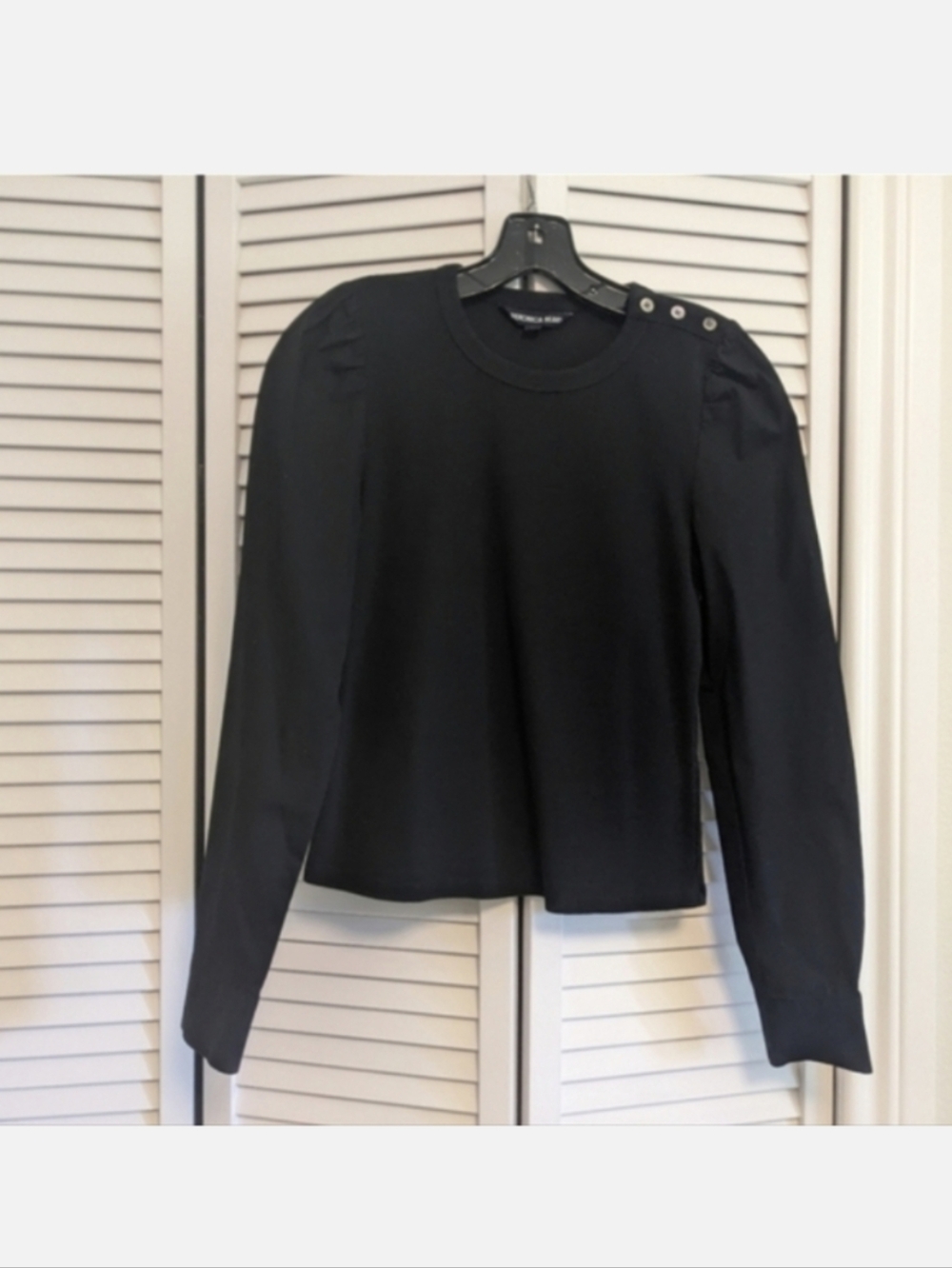 Veronica Beard Mixed Media Balloon Sleeve Top